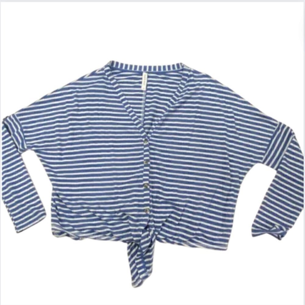 Mia & Tess oversized cozy long-sleeve striped jersey, M